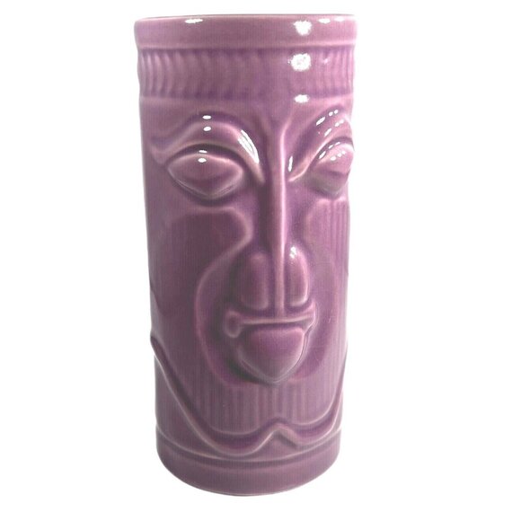 Purple Ceramic Tiki Mug Tribal Face Design Accoutrements Double side - Picture 4 of 8